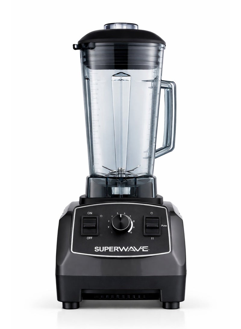 سوبر ويف خلاط SUPERWAVE الاحترافي التجاري SW-2500 – إصدار بريميوم بقدرة 1500 واط، وعاء كبير بسعة 2.0 لتر خالٍ من مادة BPA، أداء عالي السرعة للاستخدام الشاق، حماية من ارتفاع الحرارة، شفرات من الستانلس ستيل - Image 1